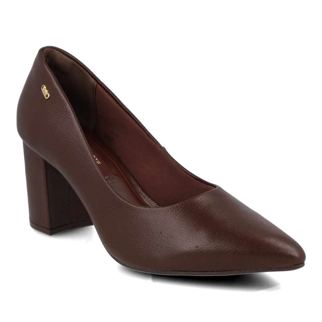 Scarpin Via Marte Couro Café Feminino vista frontal elegante
